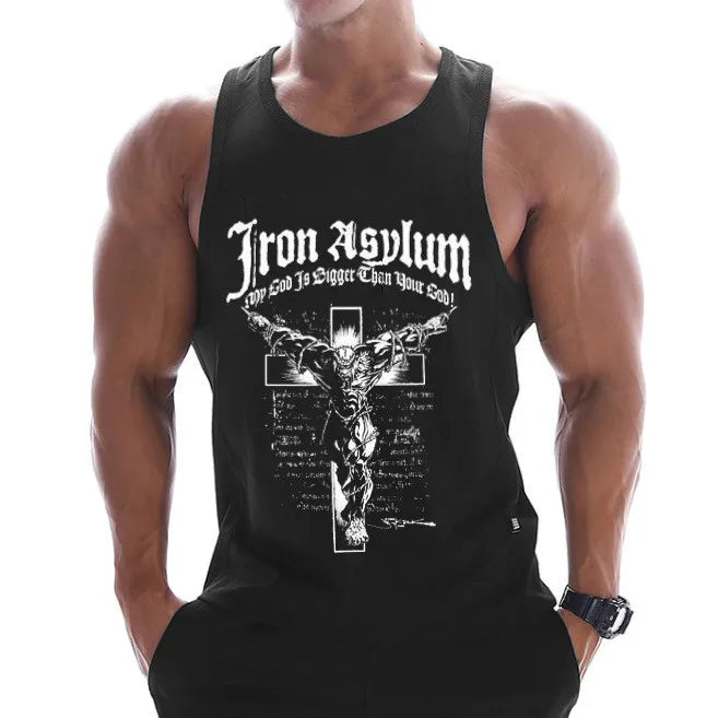 Fitness Clothing  Men Muscle Shirt  Cotton Men Tank Top Workout Bodybuilding Men Sportwear Tank Top Sleeveless Vest - Sun Studio
