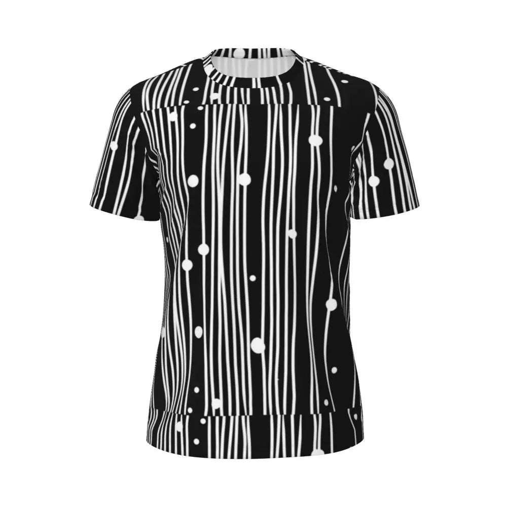 Gym T Shirt For Mens Retro Dots And Stripes T Shirts Fashion Blue Line Design Summer Tees O Neck Basic Graphic Clothes Plus Size - Sun Studio