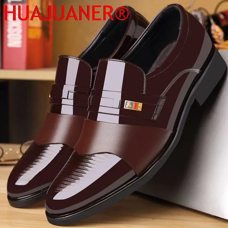 Men Leather Casual Shoes Men Shoes Autumn New Business Formal Men Leather Shoes Casual Cover Foot Heightening Leather Shoes Men - Sun Studio
