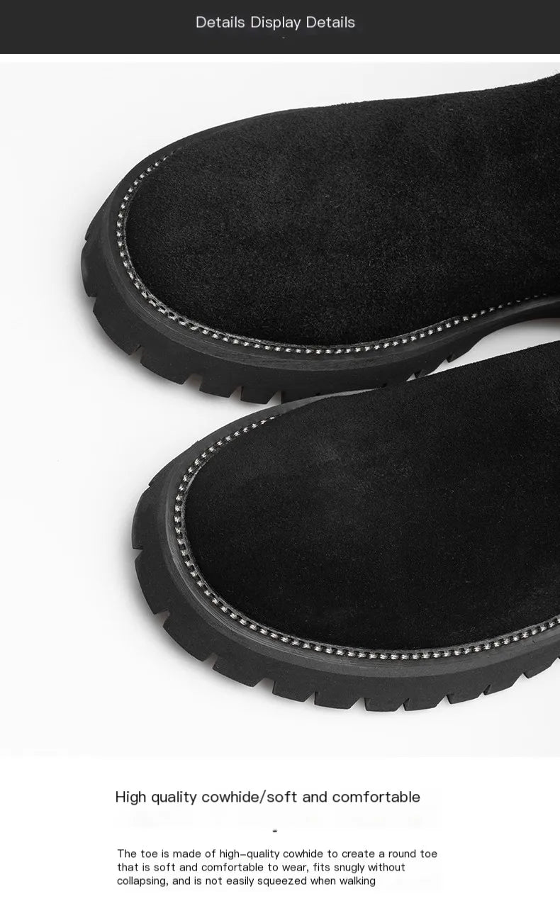 Chelsea boots, short boots, men's boots, breathable men's shoes, versatile and trendy high top leather boots 231146 - Sun Studio