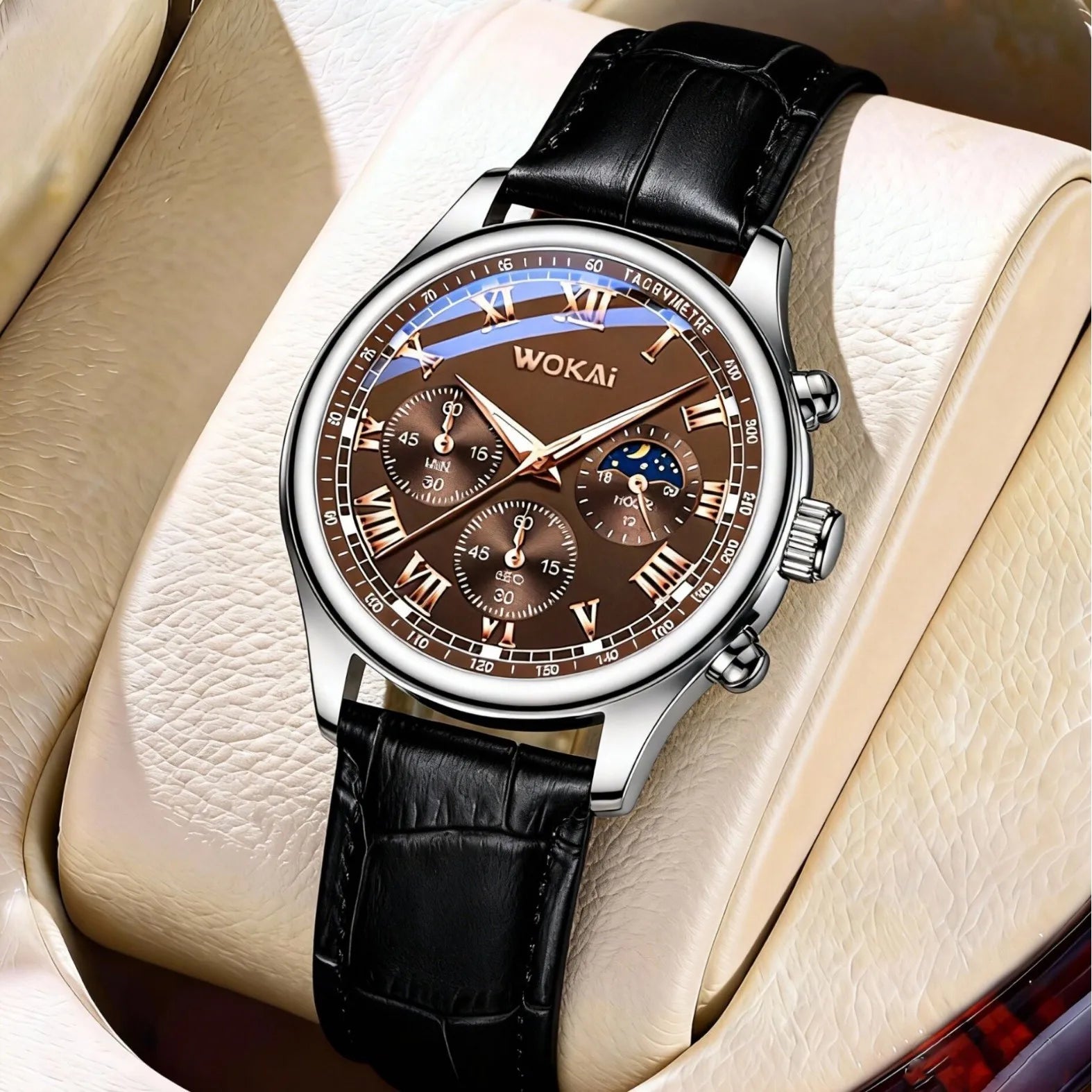 Luxury Men Business Watches Fashion Leather Strap Round Dial Male's Analog Quartz Wristwatch Reloj Hombre（Without Box） - Sun Studio
