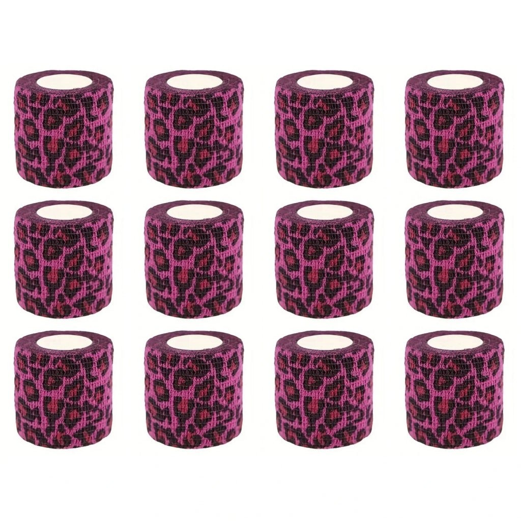 Pink leopard printTattoo Bandage Tape Anti-slip Nonwoven Waterproof Disposable Self-adhesive Elastic Bandage Grip Cover Wrap - Sun Studio