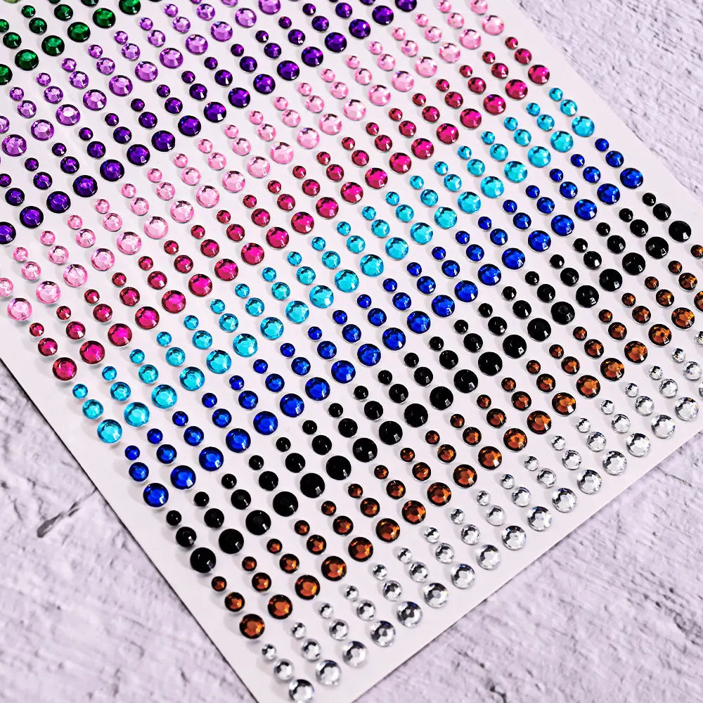 162/216/900pcs Eye&Face&Body Diamond Tattoos Stickers 3/4/5/6mm Colored Glitter Rhinestone Tattoo for Party Makeup Gem Accessory - Sun Studio