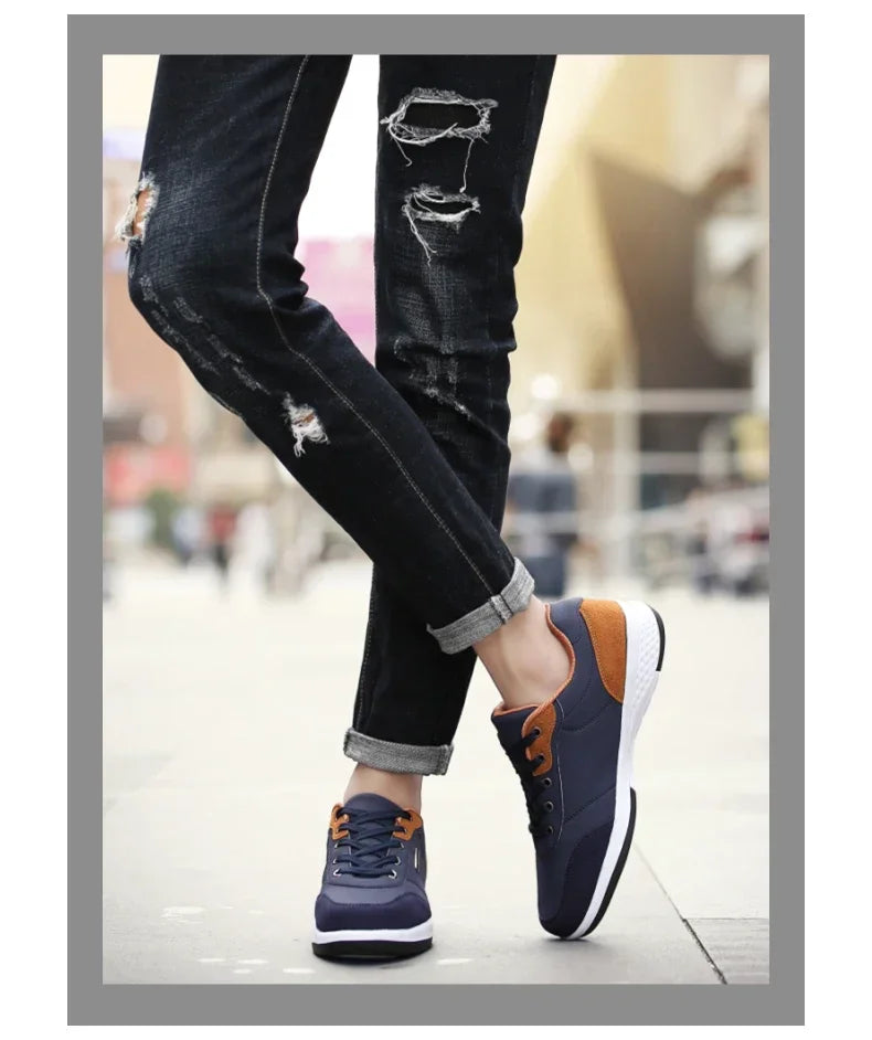 YRZL Men Shoes Spring Autumn Waterproof Walking Sneakers Leisure Male Leather Sports Shoes Non-Slip Footwear Tennis for Men - Sun Studio
