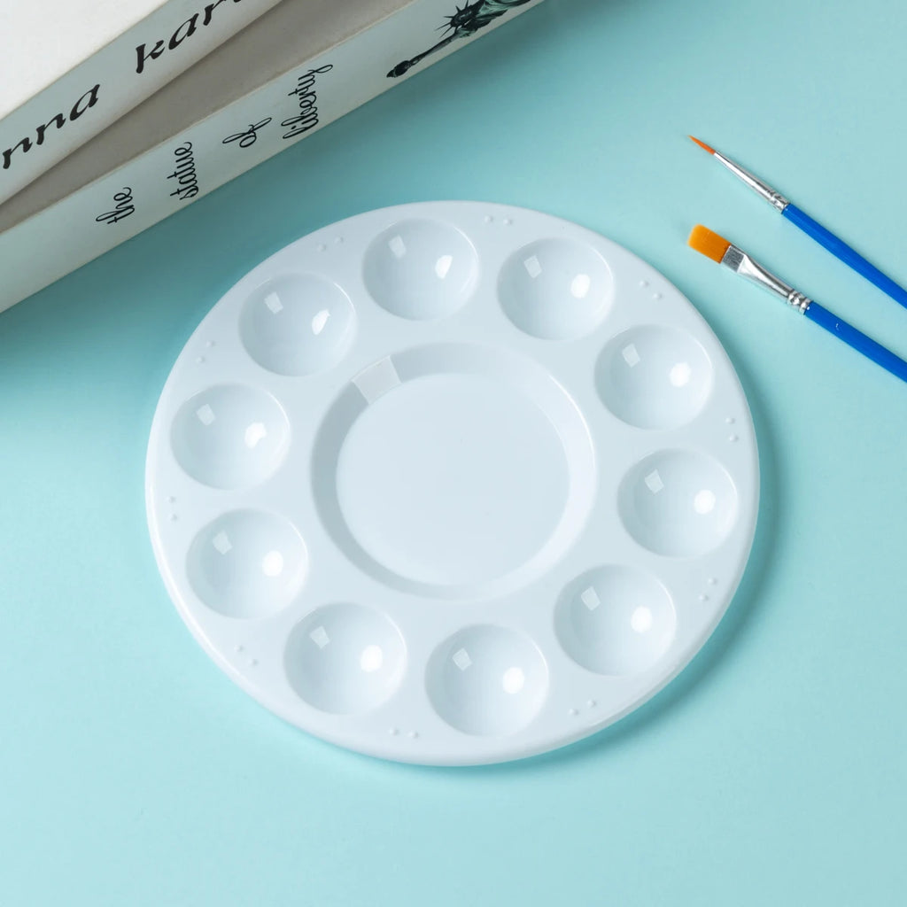 MOTARRO 1/3/12Pcs Round Plastic Palette Art Alternatives Paint Tray Artist Watercolor Plastic Palette Supply White Pigment Tray - Sun Studio
