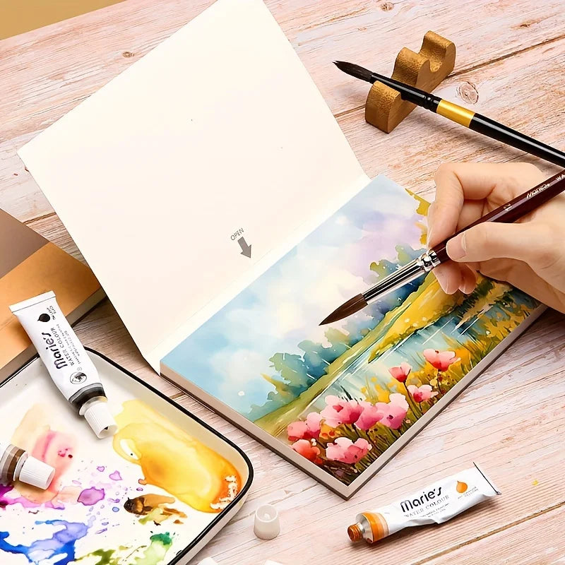 Watercolor Paper Pad 20 Sheets 7"x4.9",200 gsm for Ink Painting,Wet Media,Textured Surface Great,Sketchbook for Adults,Artists - Sun Studio
