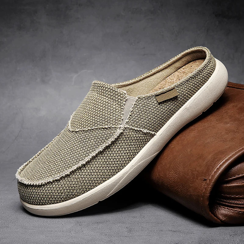 Lässige Slip-On Herren Schuhe Outdoor Wandern Bequeme Canvas Hausschuhe Koreanischer Trend Baotou Halbschuhe Zapatillas Hombre