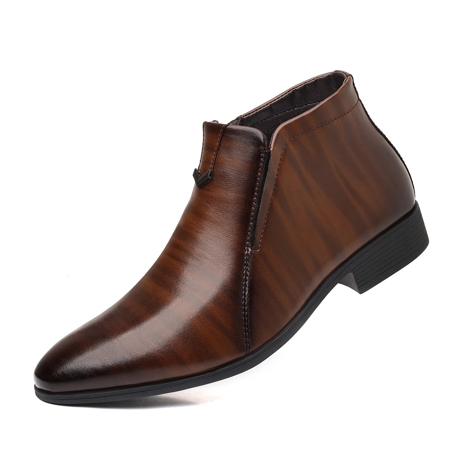 Retro Men Ankle Boots Luxury High-top Men Leather Shoes High Quality Non-Slip Motorcycle Boots Fashion Zipper Men Boots Big Size - Sun Studio