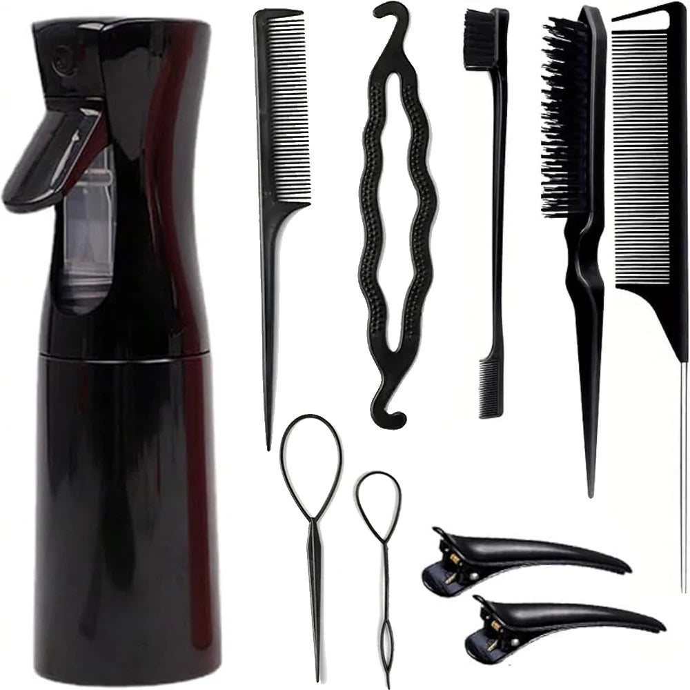10pcs comb Brush Set Getting Shine and Makes Hair Smooth, Curly Hair Brush for Adult & Kids Wet or Dry Hair - Sun Studio