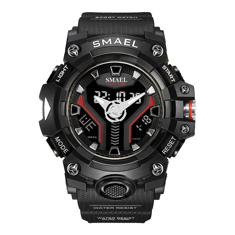 New SMAEL Sport Watch for Man Dual Time Watch for Men Shock Resistant Led Light Watch Military 8075 Quality Mens Sports Watches - Sun Studio