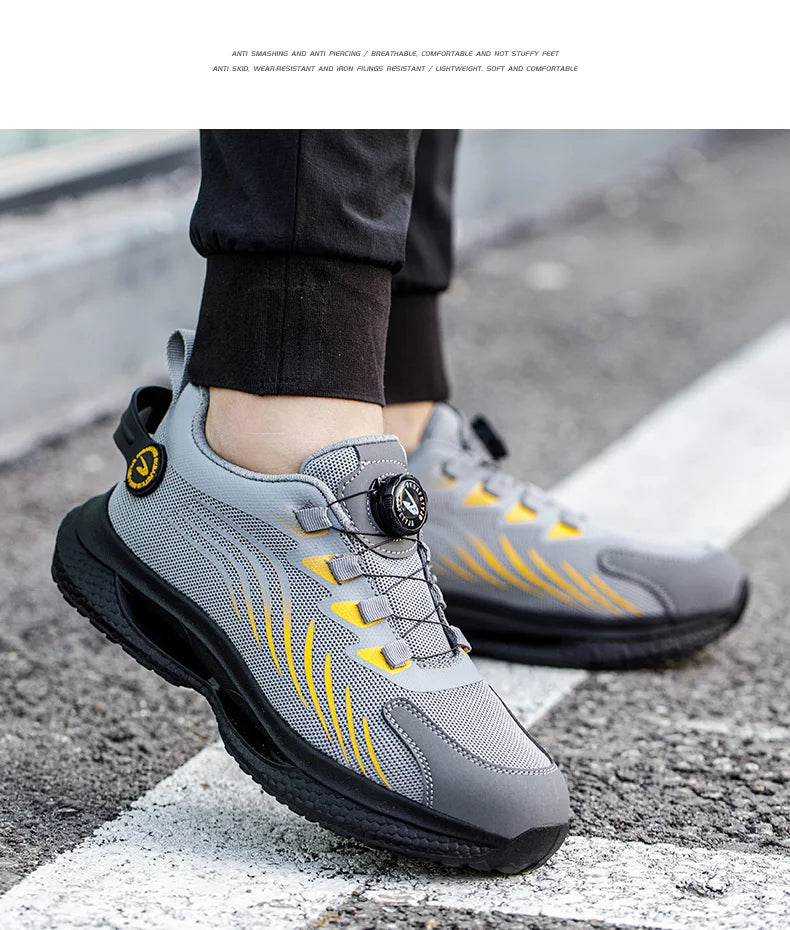 2026 Sicherheits Arbeitsschuhe Herren Drehknopf Arbeit Sneakers Unzerstörbare Schuhe Durchstichsichere Herren Sport Schuhe Stahlkappenschuhe