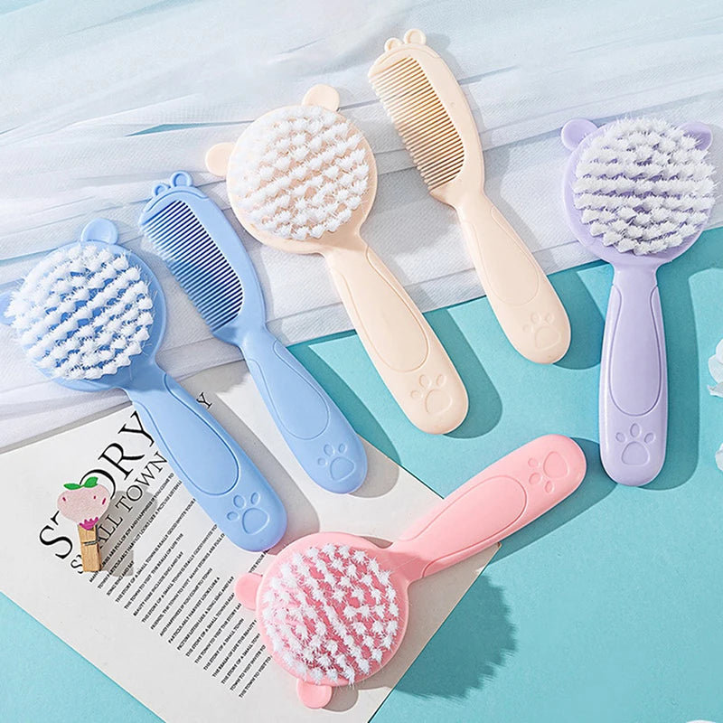 2 Pcs/Set Cute Kids Baby Small Hair Brush And Comb Set For Newborns & Toddlers Baby Brush Soft Bristles Baby Hair Care Gift - Sun Studio