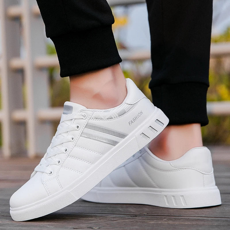 2024 Mens Casual Sneakers New Fashion Lace-up White Shoes Student Comfort Sports Plus Size Vulcanized Shoes Zapatillas De Hombre - Sun Studio