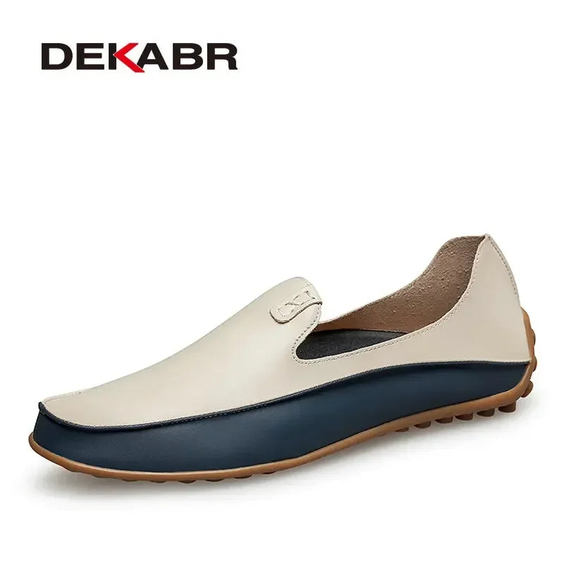 DEKABR Men Casual Flats Fashion Genuine Leather Soft Moccasins Brand Loafers High Quality Breathable Men Shoes Plus Size 36-47 - Sun Studio