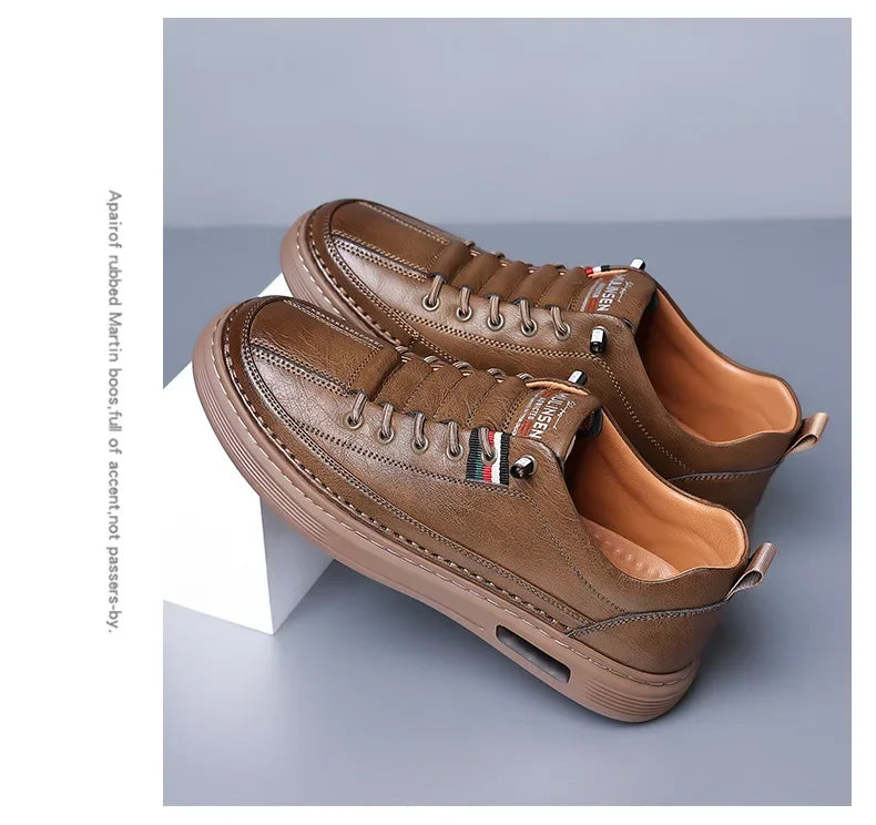 New Leather Shoes for Men Non-slip Sports Fashion Comfortable Sneakers Male Flat Slip-on Casual Brand Men's Casual - Sun Studio