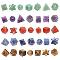 7 Chakra Platonic Sacred Stones Geometry Set Natural Reiki Healing Crystal for Meditation Therapy Balancing Spiritual Home Decor - Sun Studio