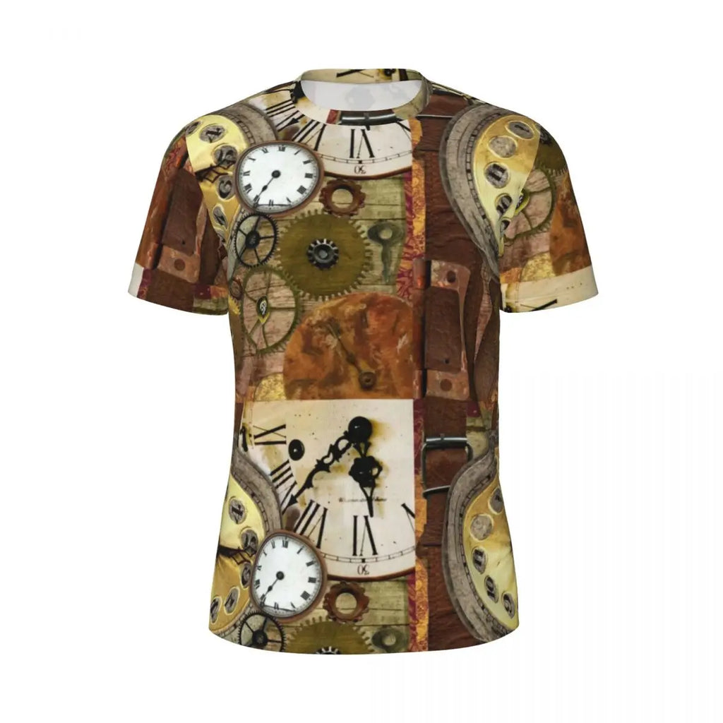 Gym T Shirt For Men Steampunk Design T-Shirts Fashion Wonderful Clockwork Vintage Summer Tees O Neck Streetwear Design Tops