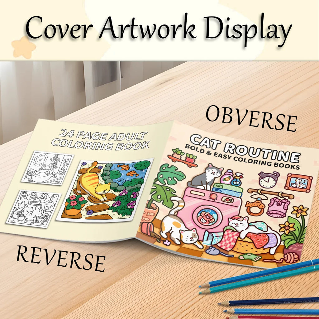 Adult Coloring Book Unique Cat-Themed Picture Book for Relaxation Upgraded Paper for Comfortable Coloring Perfect Gift Friend - Sun Studio