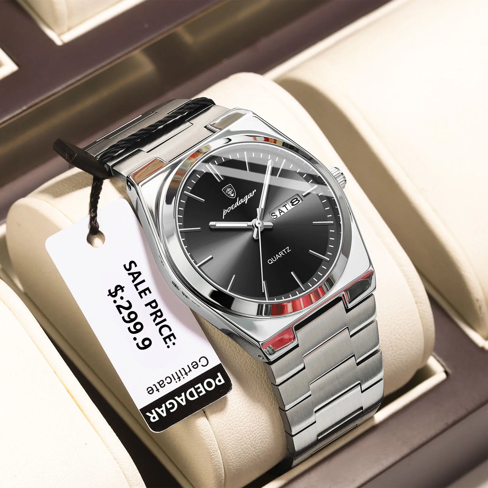 POEDAGAR Luxury Watch For Man Waterproof Luminous Date Week Stainless Steel Men Watch Casual Quartz Men's Watches Male Clock+box - Sun Studio
