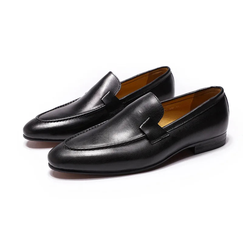YETTIES Designer Fashion Mens Loafers Leather Handmade Black Brown Casual Business Dress Shoes Party Wedding Men's Footwear - Sun Studio