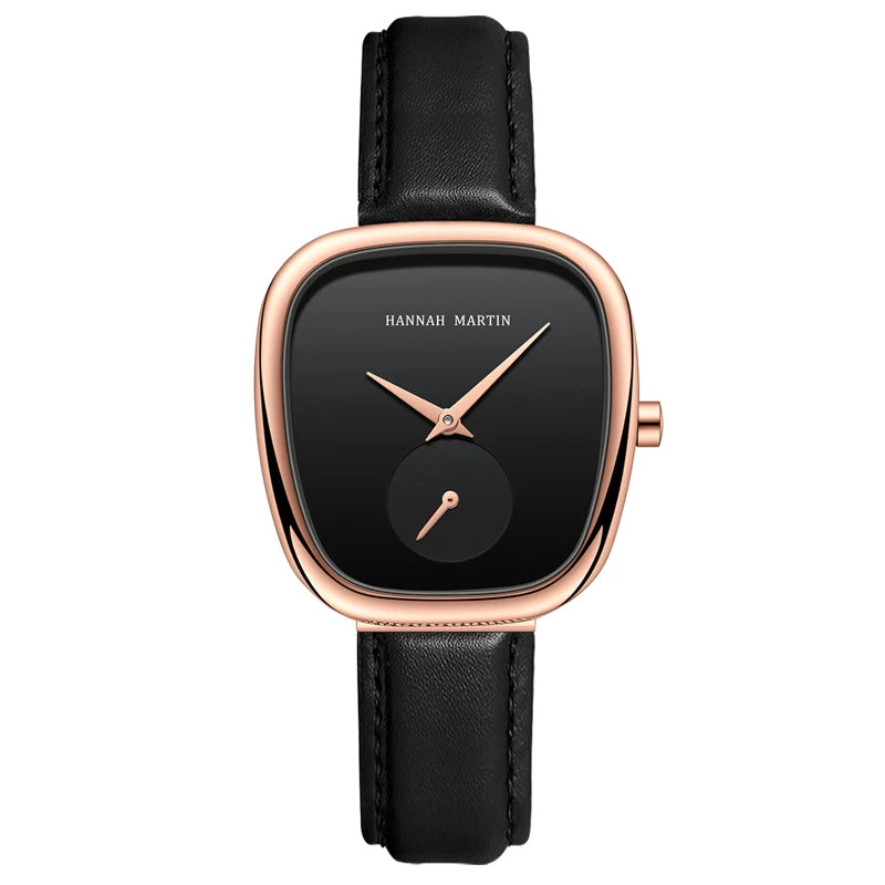 2025 New Women Quartz Wristwatch 34mm Wine Barrel Rose Gold Black Stopwatch Fashionable Minimalist Style Oval Watches for Women - Sun Studio