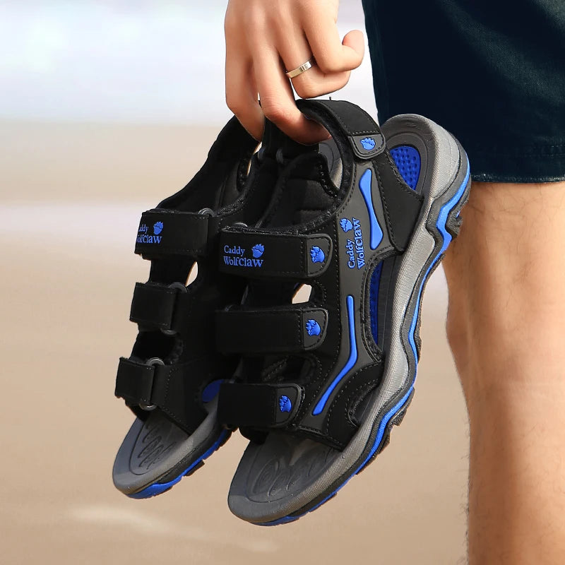 Men High Quality Sandals outdoor fashion Durable Handmade Stitching Flats Close Toe Non Slip hiking Shoe men Beach Sandals - Sun Studio