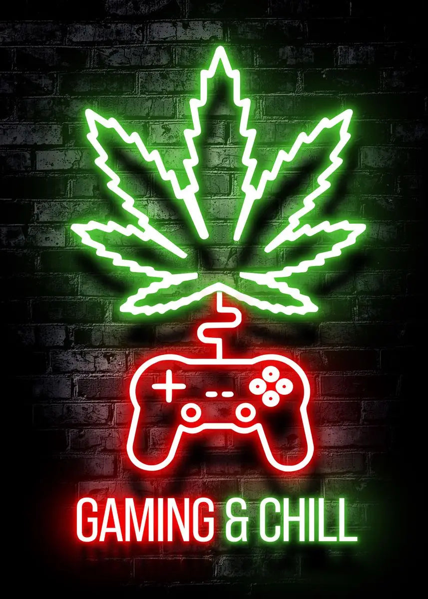 Gaming Gamer Quotes Neon Poster Vintage Gamepad Symbol Quote Canvas Painting Wall Art for Game Room Home Club Decor Mural - Sun Studio