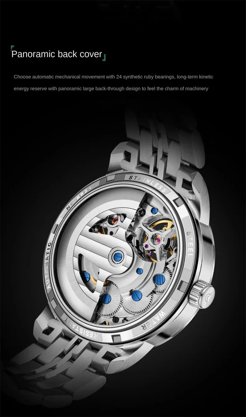 AILANG Brand New Luxury Double Tourbillon Watch for Men Stainless Steel Strap Waterproof Fashion Mechanical Watches Mens - Sun Studio