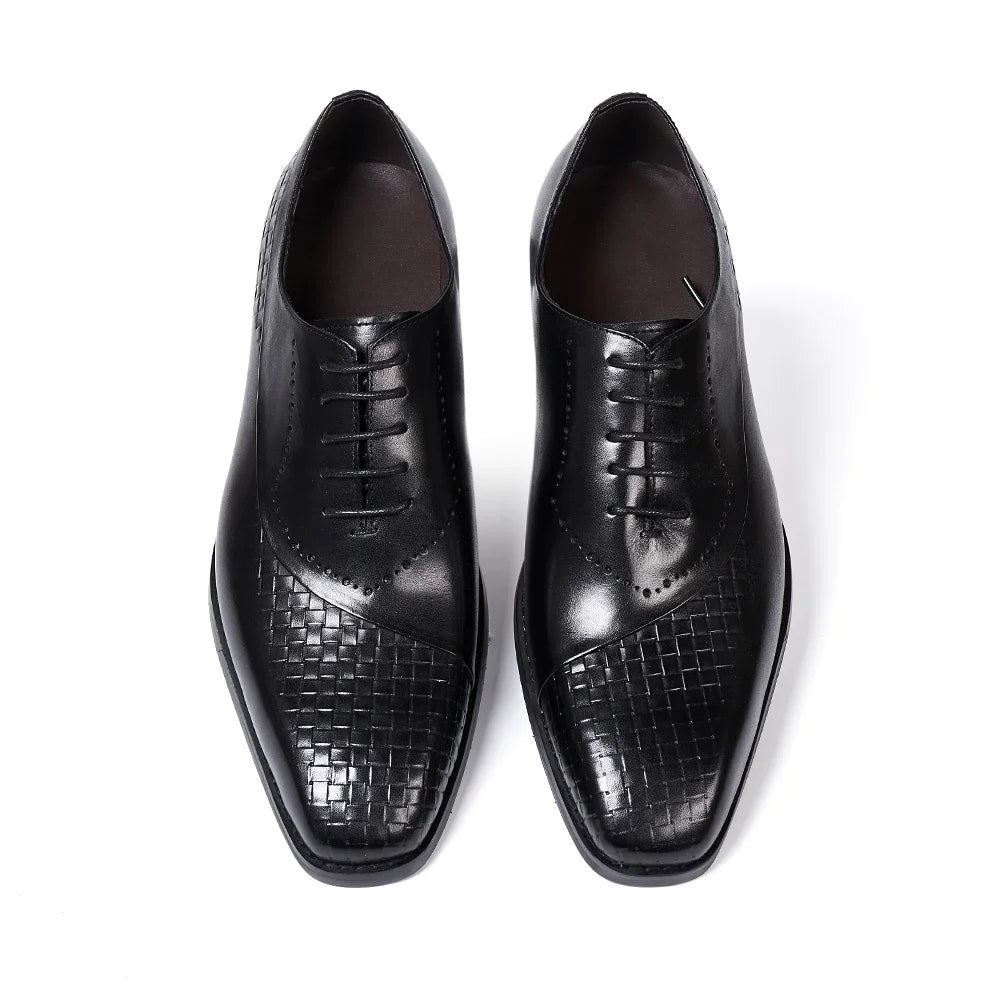 Herren Echtes Leder Oxfords Modische Spitzenschuhe Hochzeitsfeier Anzugschuhe Luxus Schnürschuhe Büro Karriere Formal