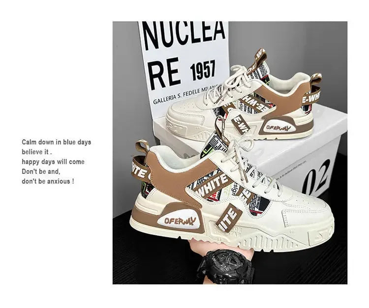 Casual Fashion Leather Sneakers New Skateboard Mens Shoes Outdoor Running Sports shoes Hiking Tennis Platform Luxury footwear - Sun Studio