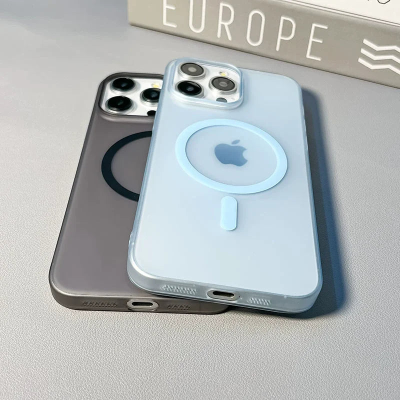 Original Ultra Thin Matte Magnetic Wireless Charge Clear Case ForiPhone 15 14 Plus 13 12 11 Pro Max ForMagsafe Hard PC Cover - Sun Studio