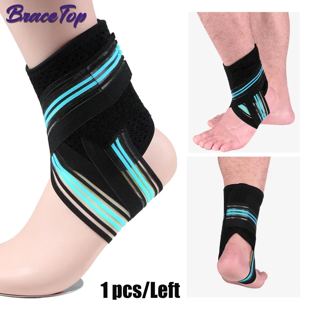 BraceTop 1 PC Sports Compression Ankle Brace Support Wrap Gym Ankle Sleeves for Plantar Fasciitis Achilles Tendon Minor Sprains - Sun Studio
