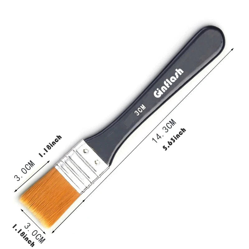 Ginflash 7styles Watercolor oil Art  Paint Brush Nylon Hair painting Art brush Easy To Clean Wooden Cleaning Brush - Sun Studio
