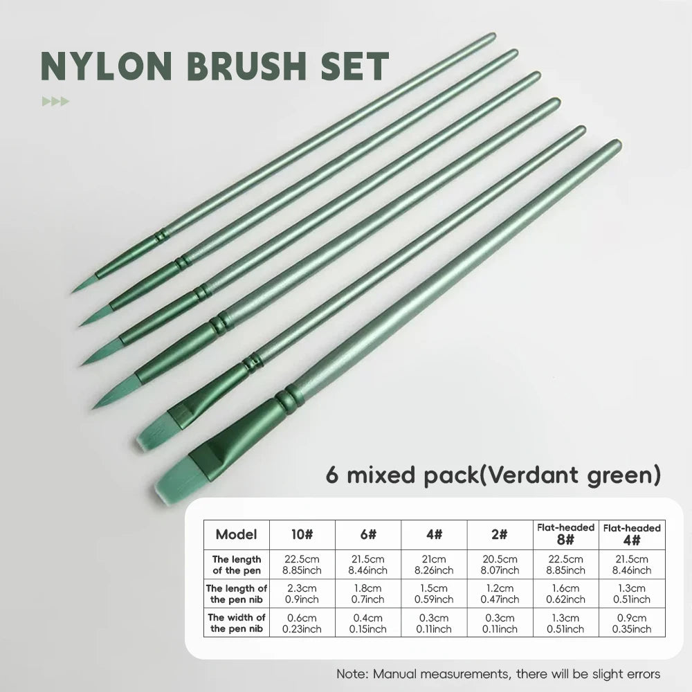 SeamiArt 4/6 Pcs. Different Colors Different Shapes Nylon Hair Painting Brush Set For Gouache Watercolor Oil Acrylic - Sun Studio