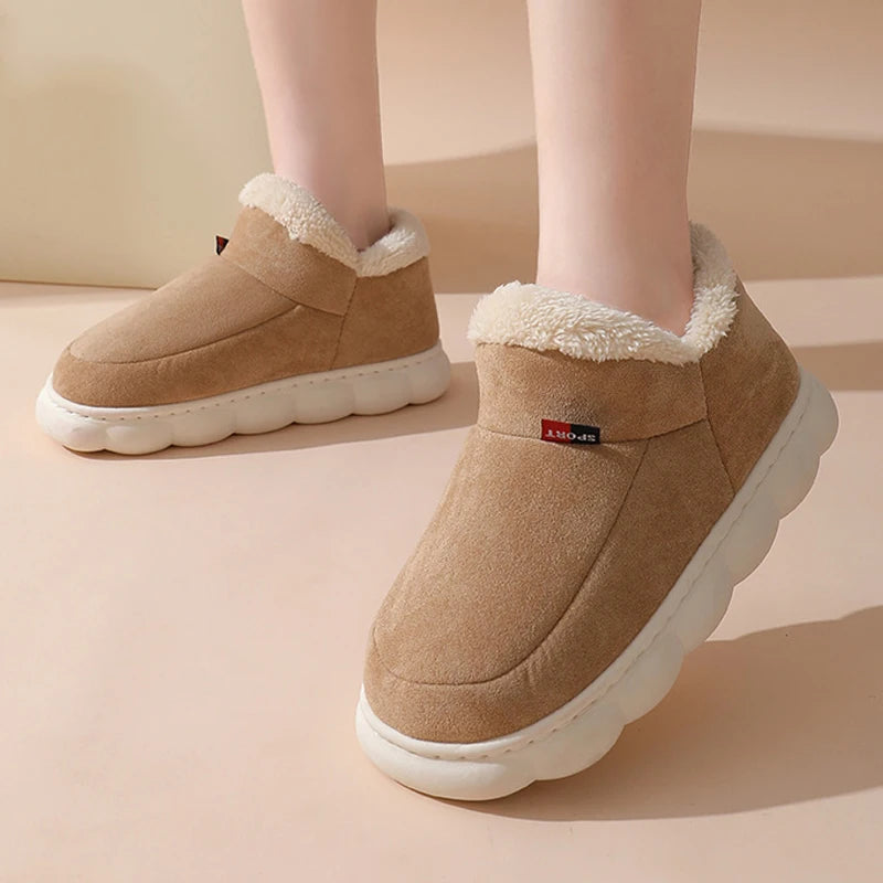 Asgard Men Plush Platform Slippers Winter Warm Outdoor Antiskid Fluffy Soft Cotton Boot Indoor Fashion Cozy Furry Flat Home Shoe - Sun Studio