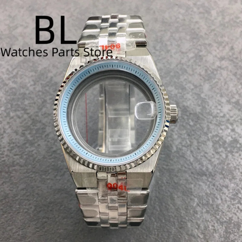 BLIGER 36mm40mm High Quality Silver BLand-DwelweMen's Watch Case For NH35 Movement Watch Parts Sapphire Glass 10BAR Watches Box - Sun Studio