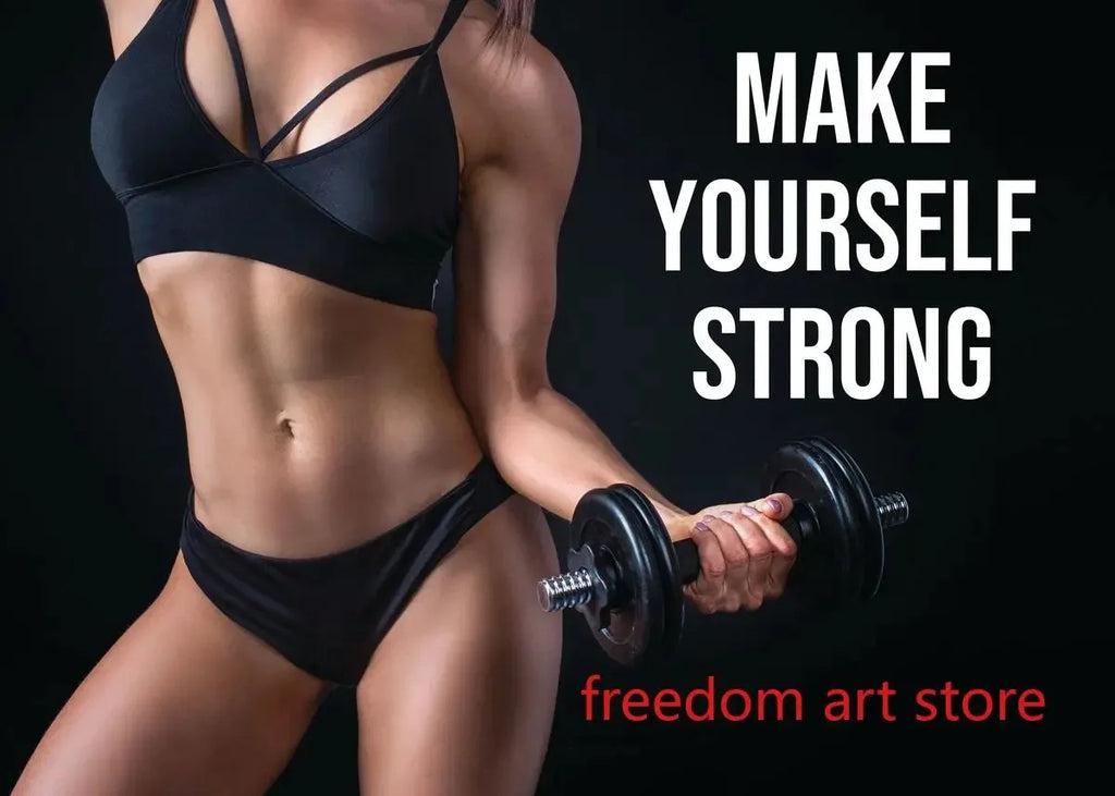 Gym Motivation Muscle Man Bodybuilding Fitness Strength Barbell Art Poster Canvas Painting Wall Print Picture for Home Gym Decor - Sun Studio