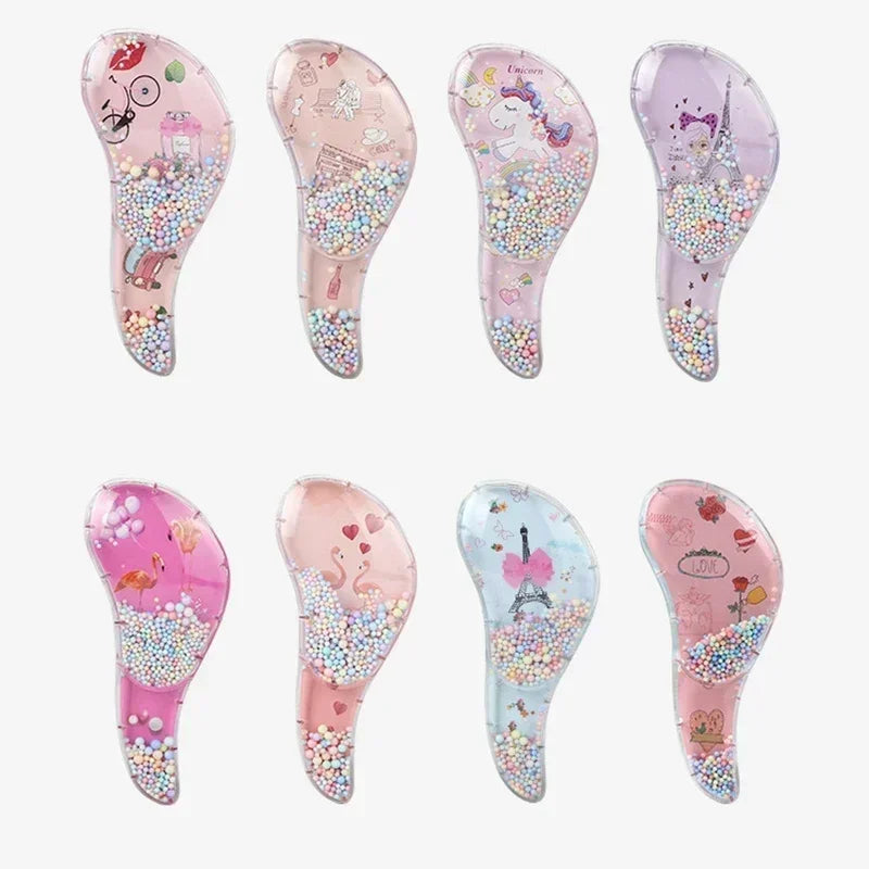 Cute Children Hairdressing Comb for Kids Anti-knot Massage Flowing Bead Hair Comb Children Girls Dress Up Makeups Toy Gifts - Sun Studio