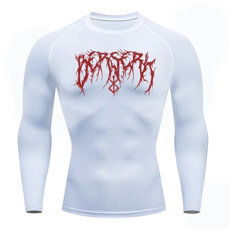 Gym Workout Rash Guard for Men Athletic Quick Dry Compression Shirts Berserk Print Tshirts Tees Tops Undershirts Baselayers