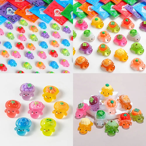 10pcs Cute Landscaping Resin Crafts Glowing Turtle Garden Fish Tank Miniatures Ornaments Mini Luminous Fruit Turtle Home Decor - Sun Studio