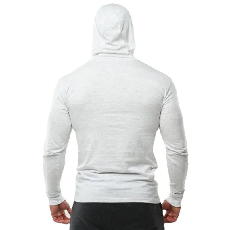 Gym Running Sport T-Shirts Mens Cotton Long Sleeve Hooded Clothing Fitness Bodybuilding Muscle Hoodies Workout Jogging Shirts - Sun Studio