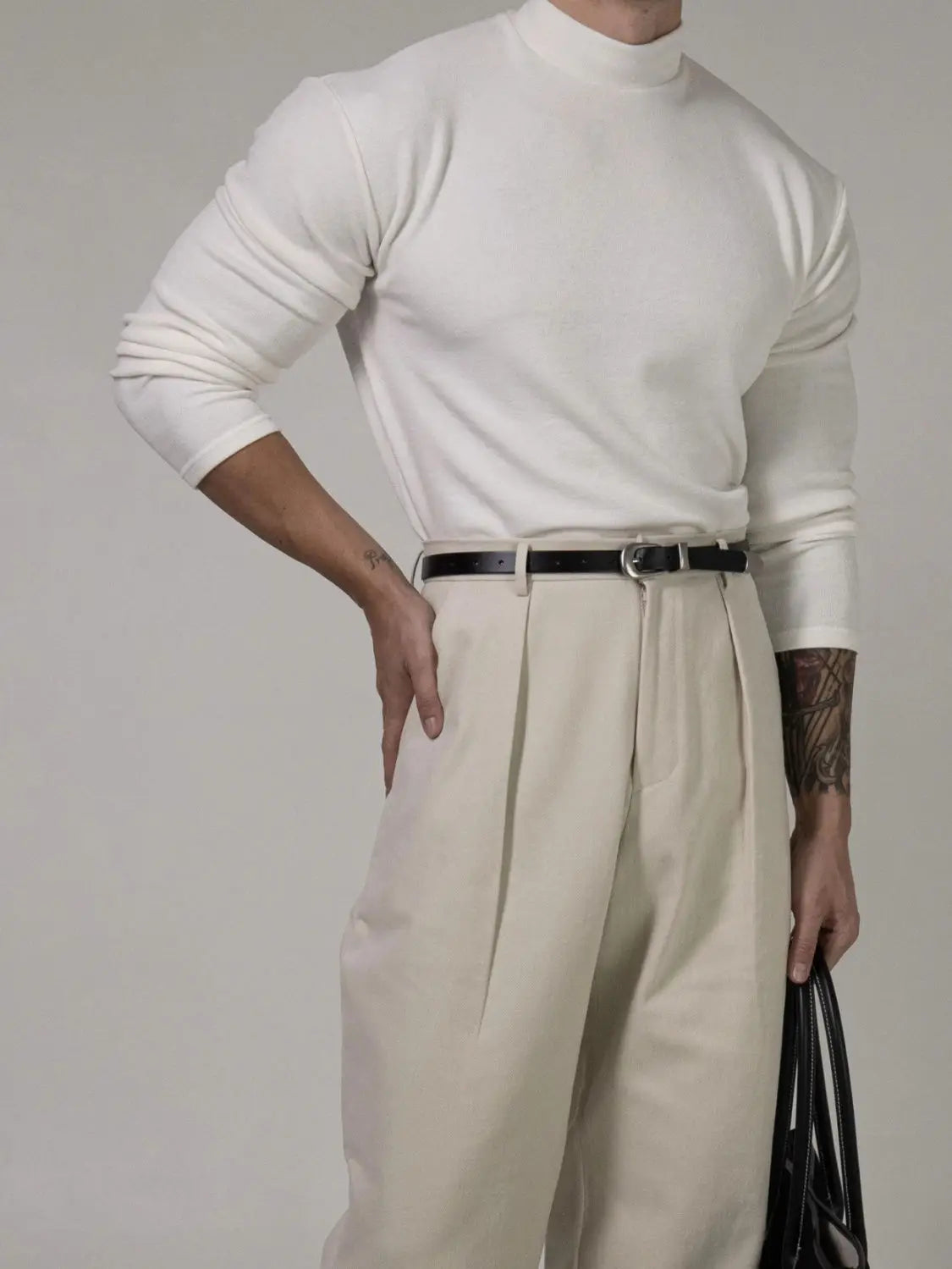 Fitness T-shirt Men's Clothes Spring Autumn Training Suit Threaded Turtleneck Slim Fit Sports Quick Dry Breathable Long Sleeves - Sun Studio