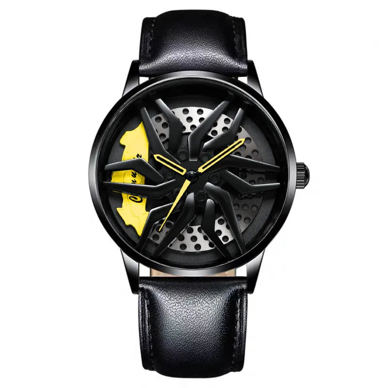 Watch Men's Trendy Waterproof Sports Car Wheels Mens Watch Watches for Men Numberless Quartz Cool Waterproof Watches - Sun Studio