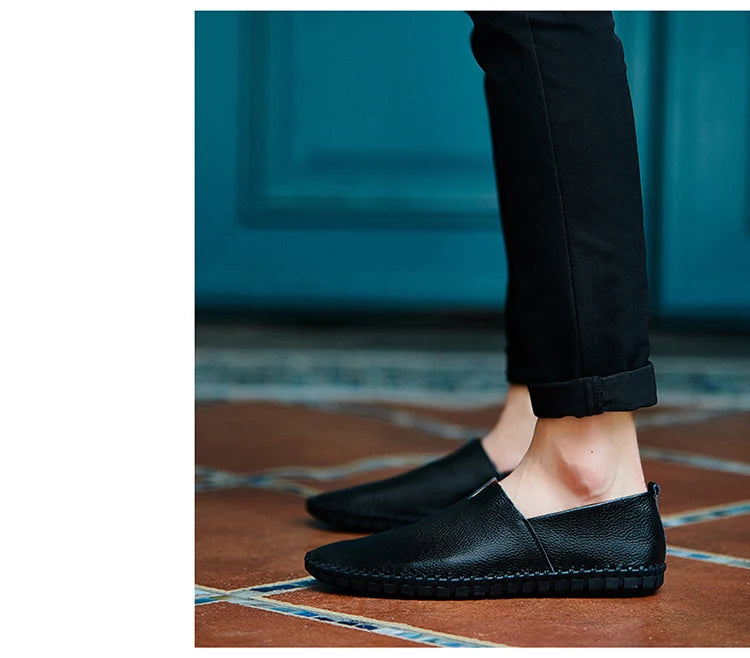 JINTOHO Big Size Men Genuine Leather Shoes Slip On Black Shoes Real Leather Loafers Mens Moccasins Shoes Italian Designer Shoes - Sun Studio