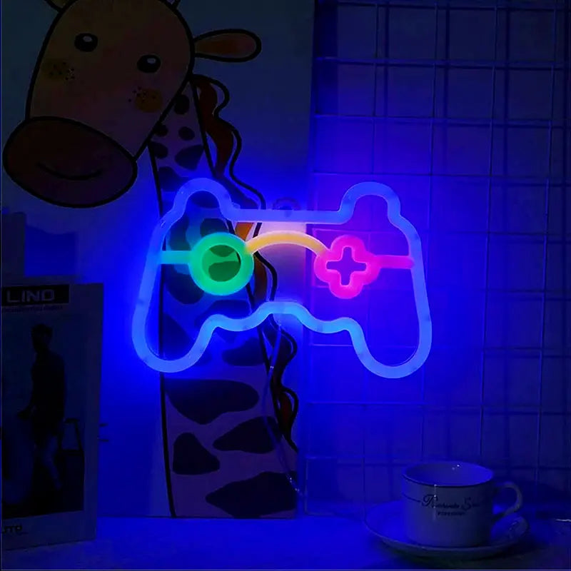 Gamer Neon Sign Lights,Gamer Controller Neon Lamp for E-sport Room, USB Or Battery Powered Table Lamp, Gaming LED for Home Decor - Sun Studio