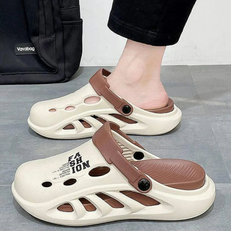 Men's Sandals Fashion Slippers EVA Hole Shoes 2025 Men Outdoor Thick-soled Casual Shoes Couple Home Beach Sandals Flip Flops 슬리퍼 - Sun Studio