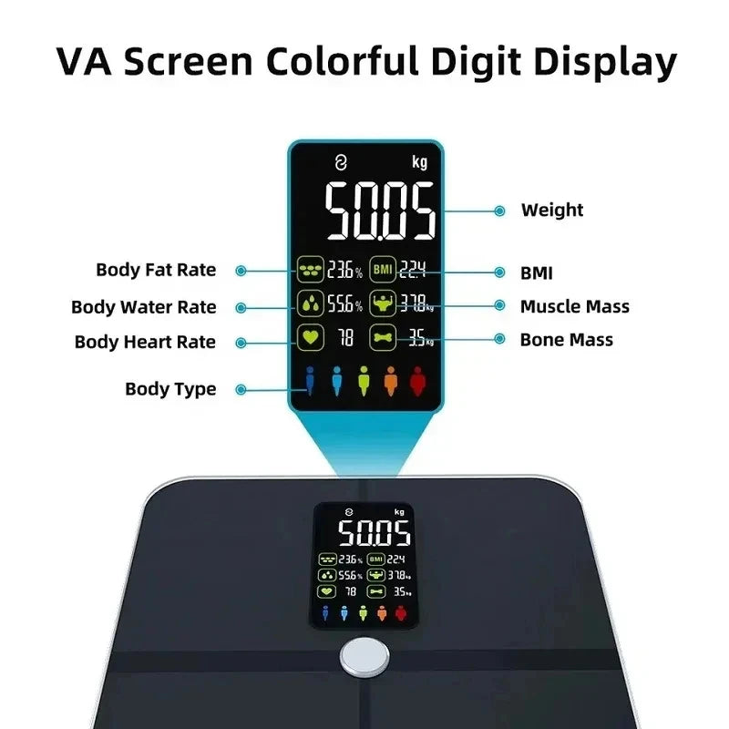 Smart Body Scales Weight Body Fat Scale Fitness Smart Scale BMI Body Composition Analyzer Wireless Digital Bathroom Weight Scale - Sun Studio