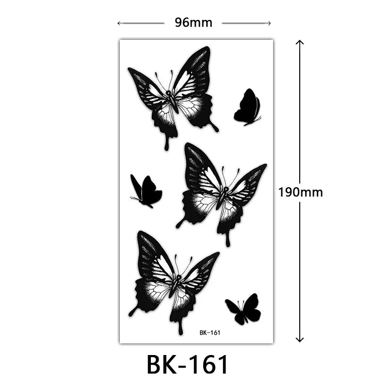 Black Butterfly Temporary Tattoos for Women Men Waterproof Snake Tattoo Stickers for Hand Arm Fake Tattoo Body Decor - Sun Studio