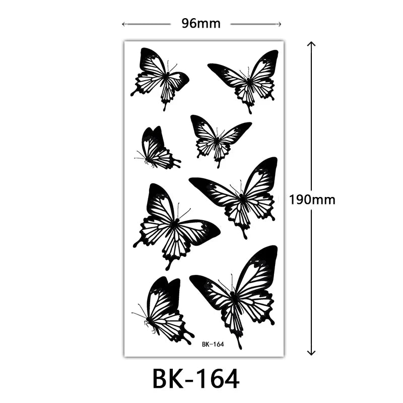 Black Butterfly Temporary Tattoos for Women Men Waterproof Snake Tattoo Stickers for Hand Arm Fake Tattoo Body Decor - Sun Studio