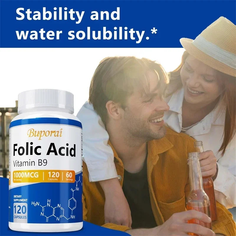 Folic Acid Supplement - Heart Health, Nervous System Health, Prenatal Support - Sun Studio